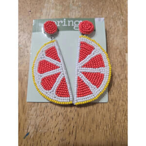 Beaded Citrus Slice Statement Earrings